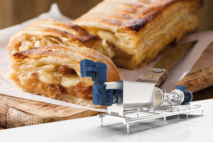 Filling gently on a large scale – baker produces sweet and savoury strudels with pumps from Wangen